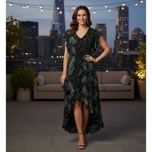 Alberto Makali Dress Womens M Sequin High Low Y2K Whimsigoth Fairy Ruffle Boho